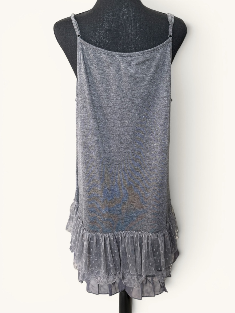 Sleeveless Gray Ruffle-Hem Mini Dress